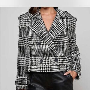 L’Agence Xoey Women's Black and White Houndstooth Jacket Coat in Size Small